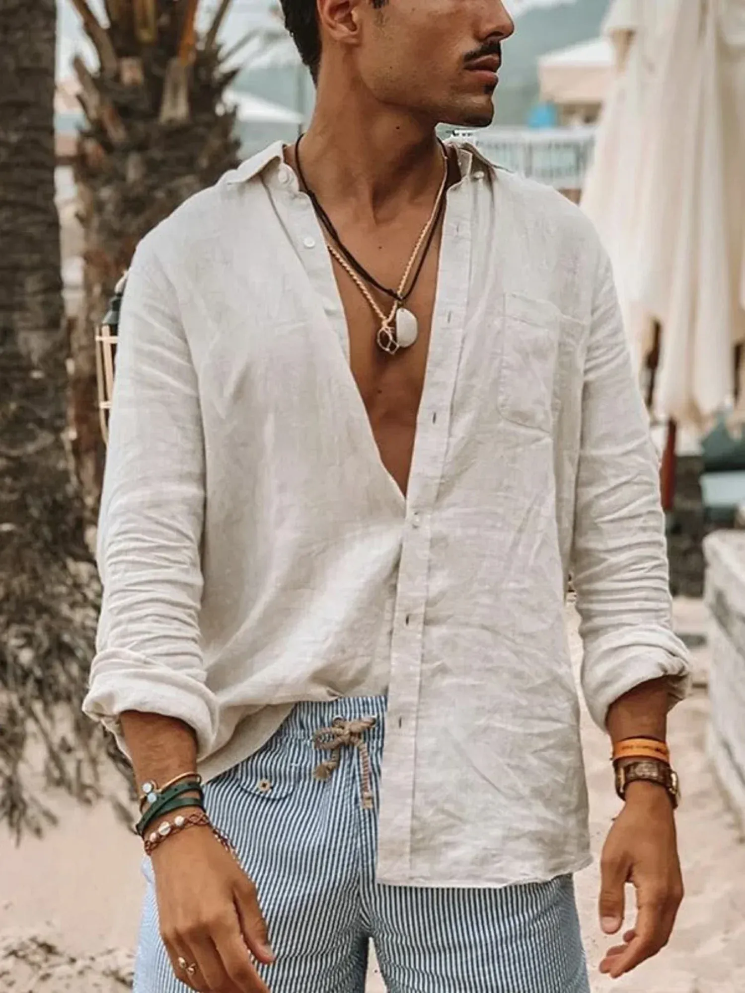 Chemise À Manches Longues Avec Manches Retroussables Pour Homme | Idéale Pour L'Été Et Les Vacances – Image 2
