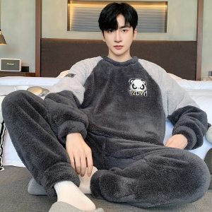 Ensemble De Pyjama Pour Homme Avec Col Rond Pour Un Usage À La Maison | Idéal Pour L’Hiver