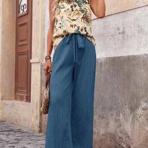 Pantalon Large à Taille Liée pour Femme | Idéal pour les Journées d’Été