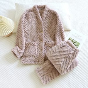Ensemble Pyjama Deux Pièces À Col En V pour Femmes | Idéal pour L’Hiver Et Les Soirées À La Maison