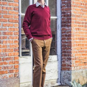 Pull Homme Col en V en Laine Rouge Red Delicious