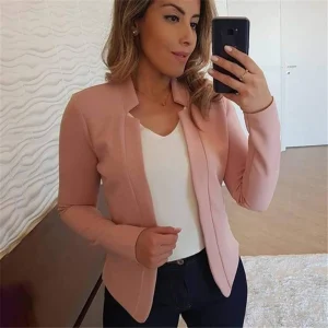 Blazer Uni À Manches Longues Pour Femme | Idéal Pour Le Travail Et Un Usage Quotidien